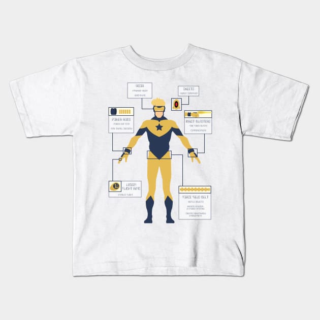 Booster Gold Info-graphic Kids T-Shirt by Avengedqrow